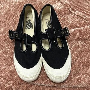 Vans Black and White Strap Sneakers
